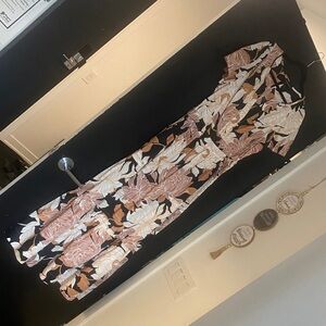 Floral Black and Pink and biege’s Maxi Dress